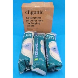 Premium Cotton Rounds 300 Count By Cliganic 3 X 100 Packs